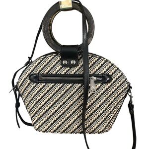 Patricia Nash Mellini Dome-Shaped Crossbody Bag in Black and Cream